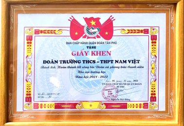 Đoàn trường Nam Việt hoàn thành tốt công tác Đoàn và phong trào TN khu vực năm học 2021 - 2022